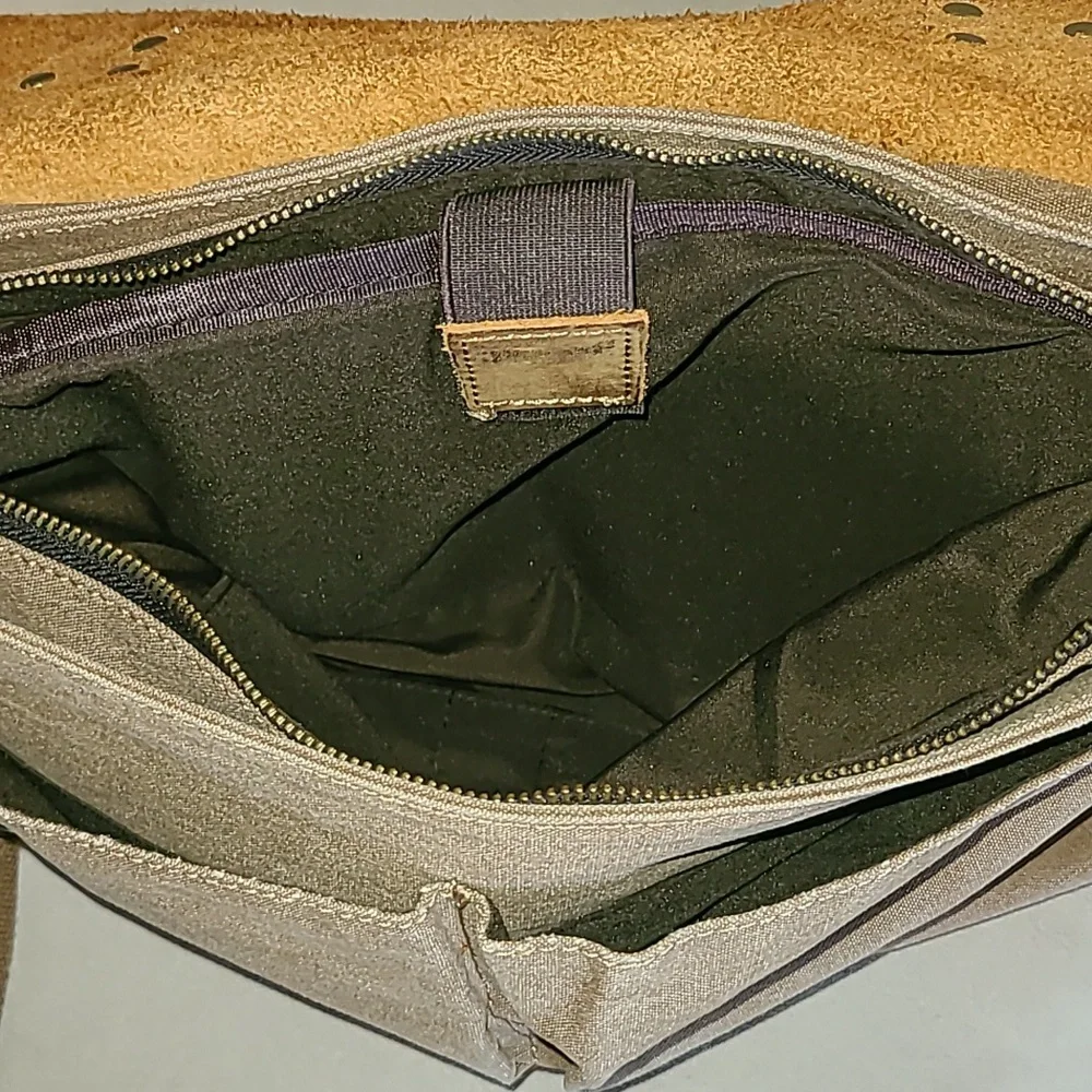 Brown Canvas and Leather Messenger Bag